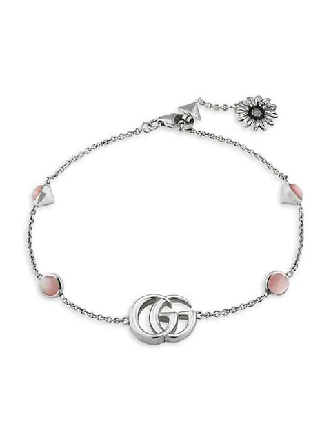 GUCCI Double G sterling silver bracelet with mother of pearl