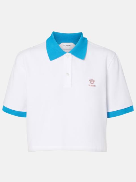VERSACE Embroidered cotton piqué polo shirt