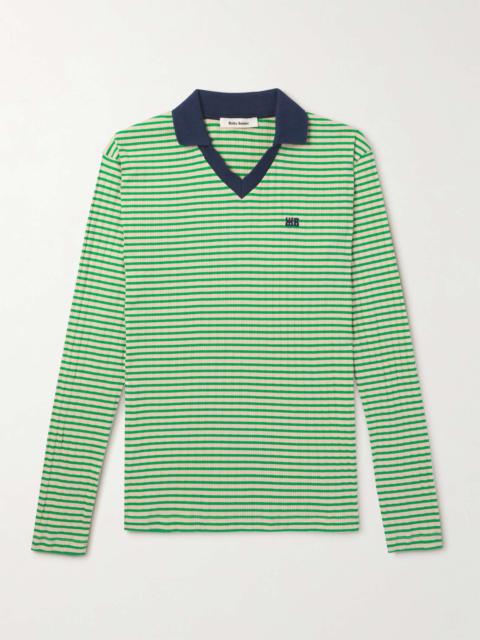 WALES BONNER Slim-Fit Logo-Embroidered Striped Supima Cotton-Blend Polo Shirt