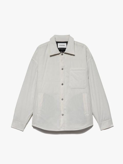 FRAME Padded Shirt Jacket in White Beige
