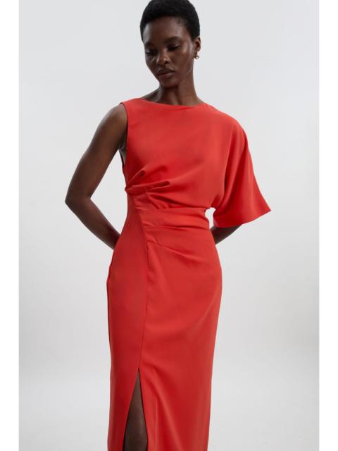 KAREN MILLEN Soft Tailored Asymmetric Sleeve Midi Dress