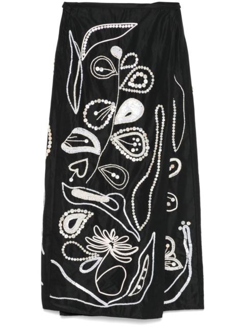 forte_forte embroidered taffeta midi skirt