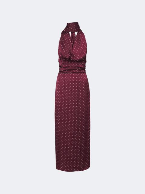 ROTATE Polka-dot halterneck satin midi dress
