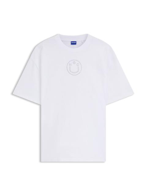 HUGO COTTON-JERSEY T-SHIRT WITH RHINESTONE HAPPY HUGO