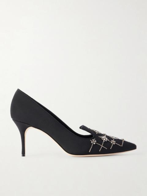 Manolo Blahnik Ralypla 70 Embellished Crepe De Chine Pumps