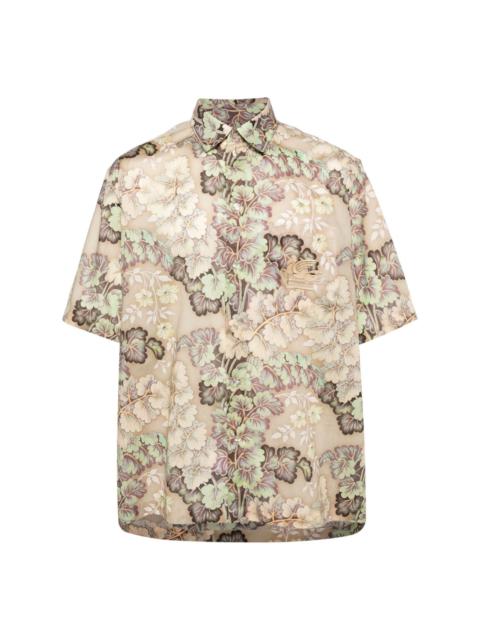 Pegaso-embroidered floral-motif shirt