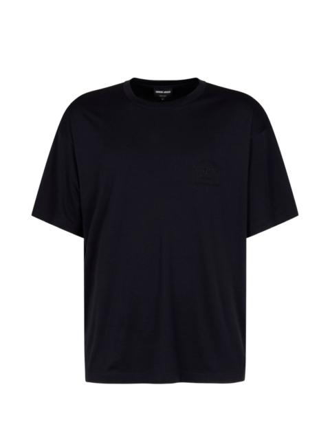 GIORGIO ARMANI embroidered cotton-modal T-shirt