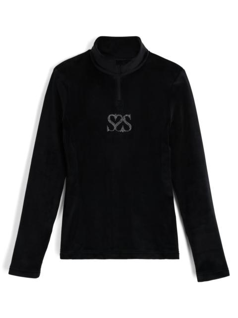 SPYDER Womens Society Shimmer Bug Zip T-Neck - Society Black