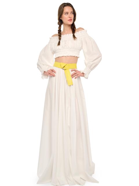 NORMA KAMALI LONG SLEEVE PEASANT CROPPED TOP