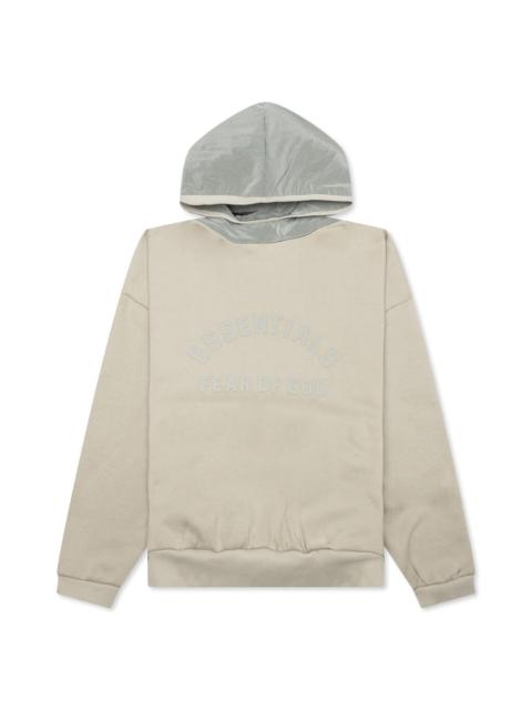 ESSENTIALS NYLON FLEECE HOODIE - SEAL