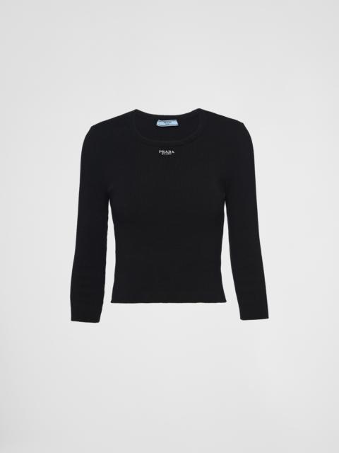 Prada Cotton sweater with embroidered logo