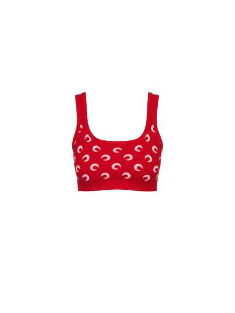 Marine Serre Moon jacquard bouclette bra organic cotton