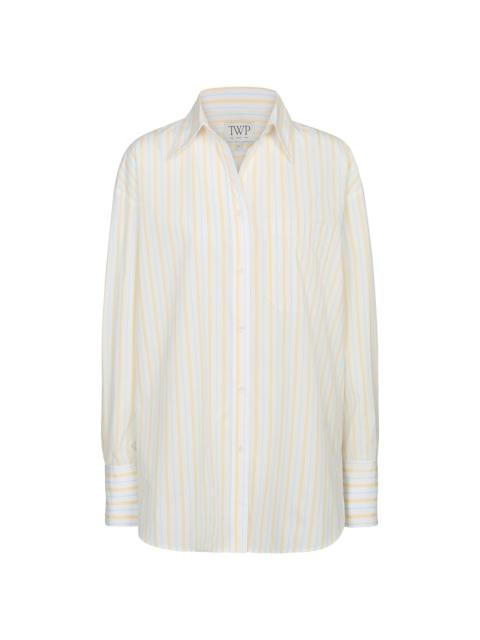 TWP Women's Big Joe Striped Cotton Shirt - Ivory Yellow Blue