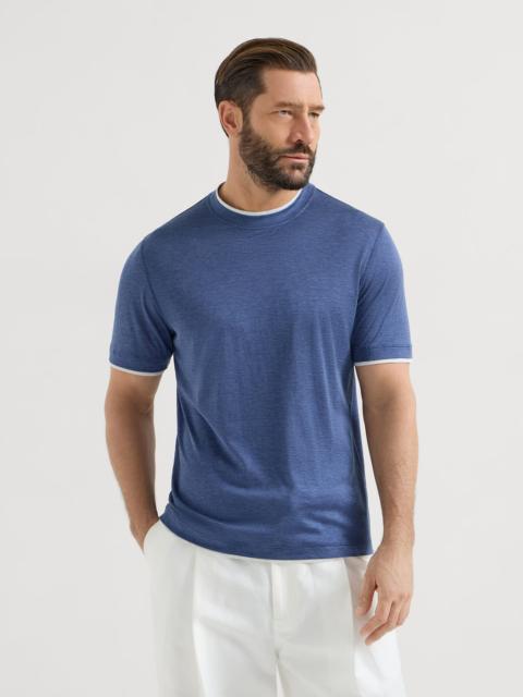 Brunello Cucinelli Silk and cotton jersey crew neck T-shirt with faux-layering