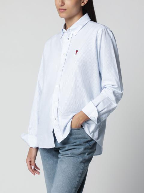 AMI Paris Light blue and white striped Ami de Coeur shirt