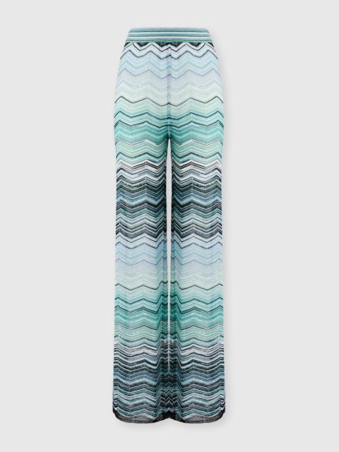Missoni Wide Chevron Lamé Viscose Trousers with Sequins
