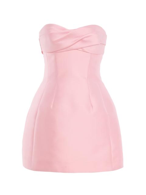 Monique Lhuillier Strapless Draped Neckline Scultped Mini Dress light pink