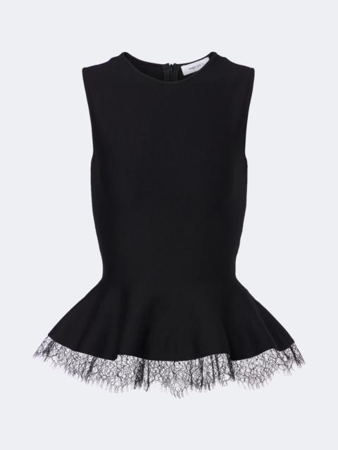 Alexander McQueen Lace-trimmed peplum top