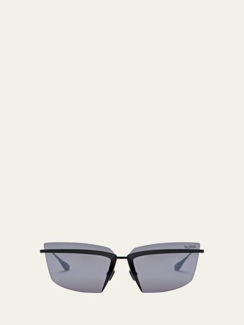Valentino V-Lure Rimless Acetate & Titanium Cat-Eye Sunglasses