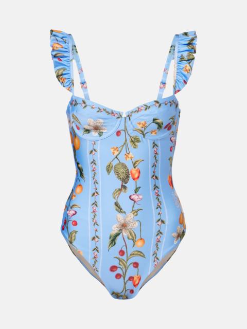 Agua by Agua Bendita Ajonjoli printed ruffled swimsuit