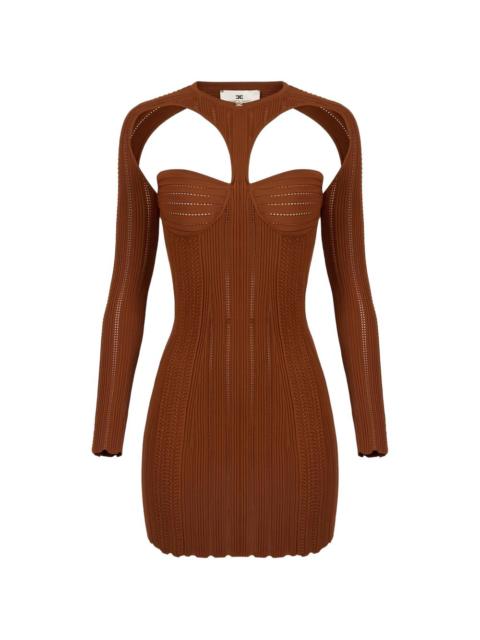 ELISABETTA FRANCHI openwork shrug knit mini dress