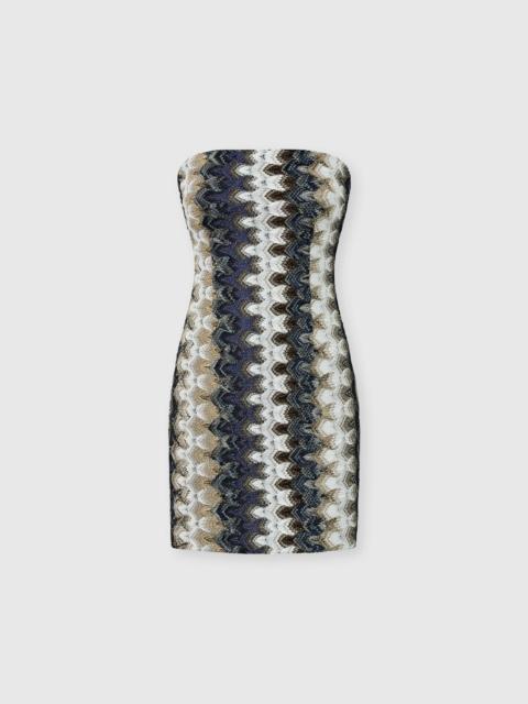 Missoni Bustier mini dress in lamé viscose with lace motif
