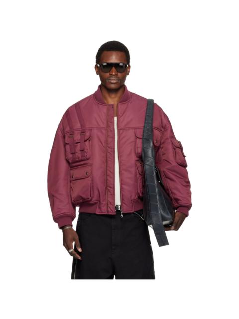 LU'U DAN Burgundy Aviator Bomber Jacket