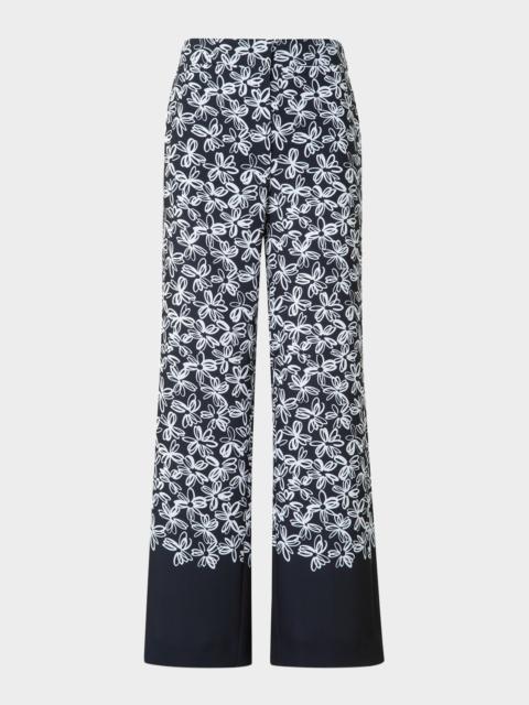 AKRIS Marla Cropped Floral-Print Techno Crepe Pants