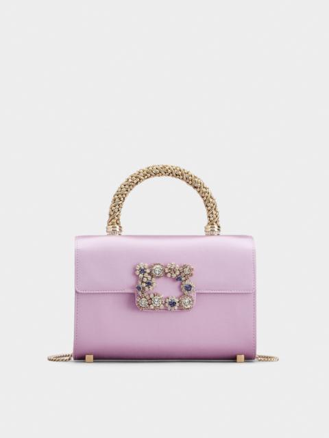 Roger Vivier Jewel Mini Flower Strass Colored Buckle Clutch Bag in Satin
