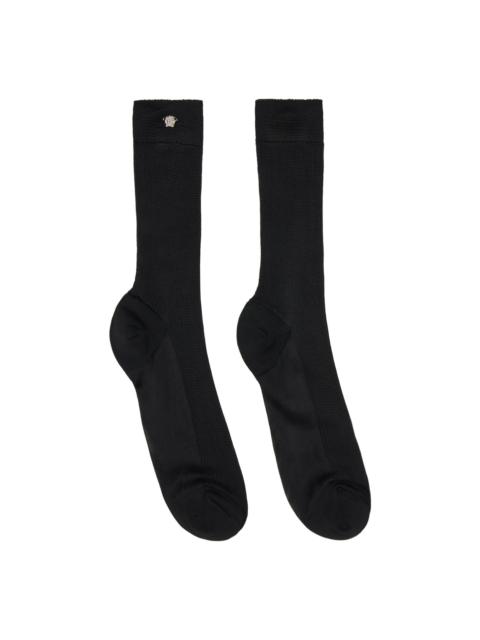 VERSACE Black Ribbed Knit Socks