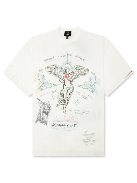 REPRESENT HEAVIER THAN THE HEAVENS T-SHIRT - ANTIQUE WHITE