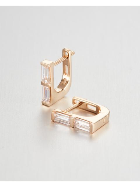 JENNY BIRD 14K Stacked Baguette Diamond Huggie Earrings