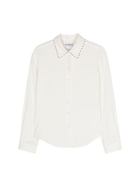 bead-embellished textured shirt