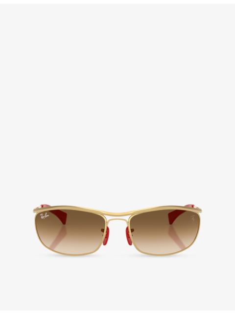 Ray-Ban RB3819M Scuderia Ferrari Oval-Frame Metal Sunglasses