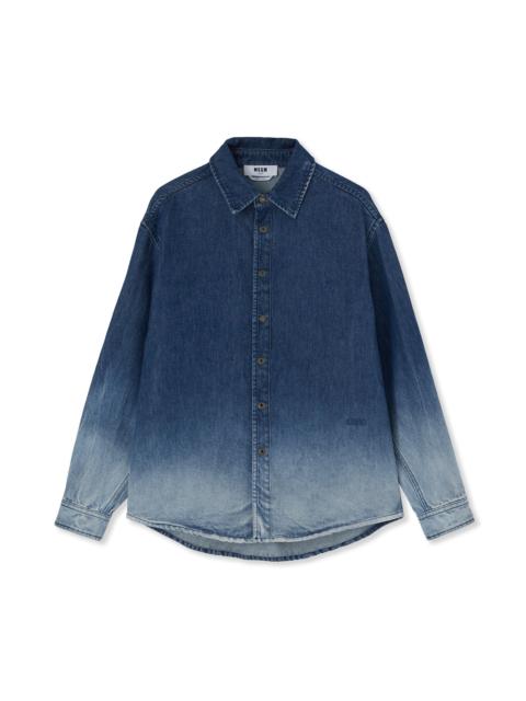 Blue denim shirt with faded treatment