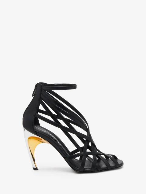 Alexander McQueen Women's Armadillo Strappy Sandal in Black/silver/gold