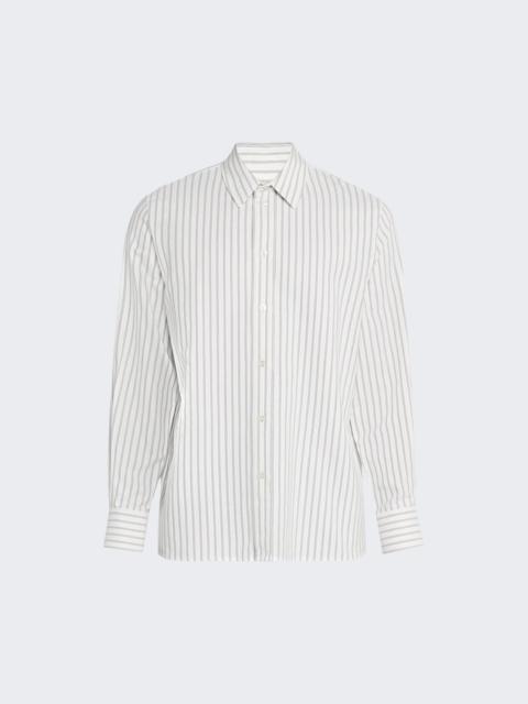 SAINT LAURENT Cassandre Shirt In Tack-stripe Poplin Craie Noir