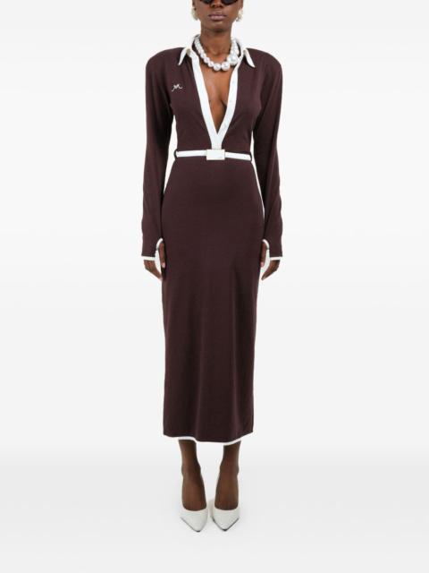 ROWEN ROSE long-sleeves V-neck maxi dress