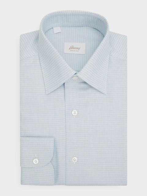 Brioni Men's Cotton Textured-Check Point Collar Dress Shirt