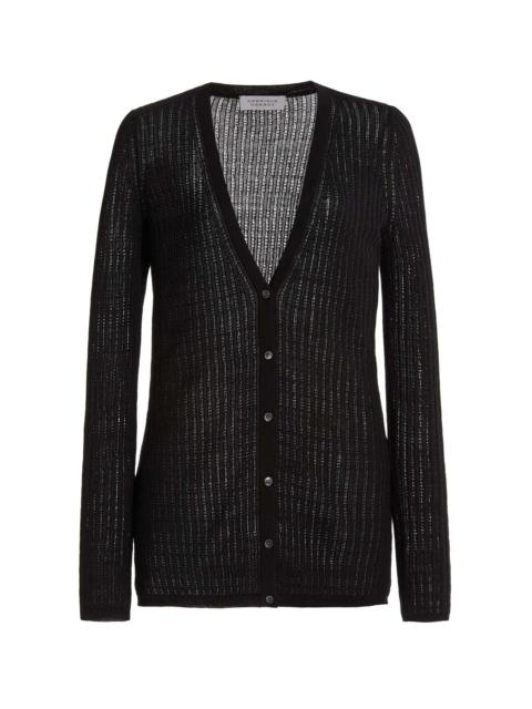 GABRIELA HEARST Emma Pointelle Cardigan in Black Silk Cashmere