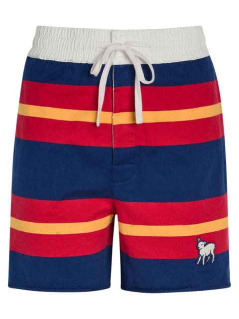 MOTHER Mother The Breather Striped Cotton Shorts