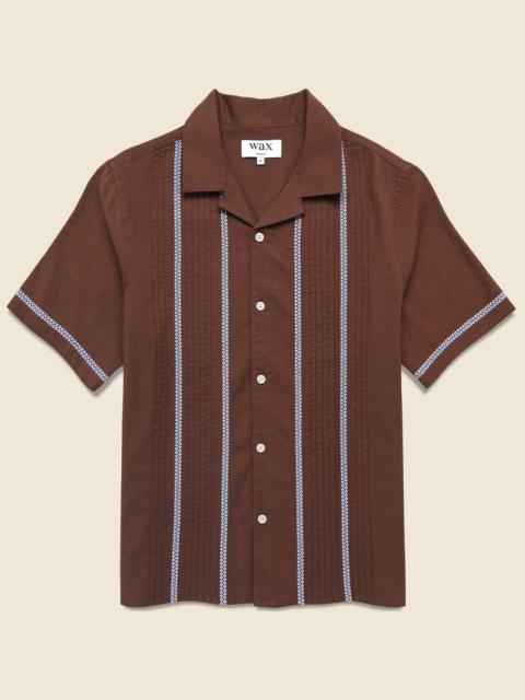 Wax London Didcot Pintuck Shirt - Brown/Blue