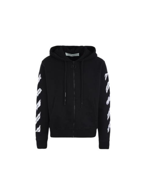 Off-White OFF-WHITE Airport Tape Zip Up Hoodie Black