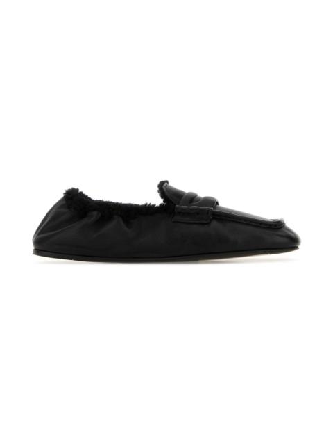 Miu Miu Black Nappa Leather Ruches Loafers
