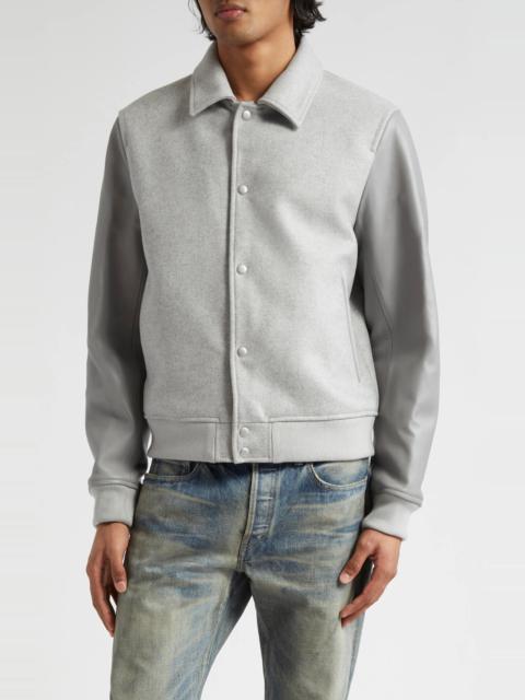 Wool Blend & Leather Varsity Jacket