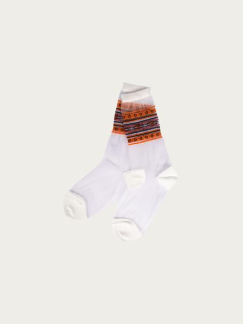 Kapital 200 Yarns GYPSY Stripe Sheer Socks - White/Orange