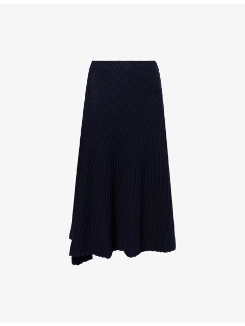 Alaïa Twisted Ribbed Wool And Cashmere Midi Skirt