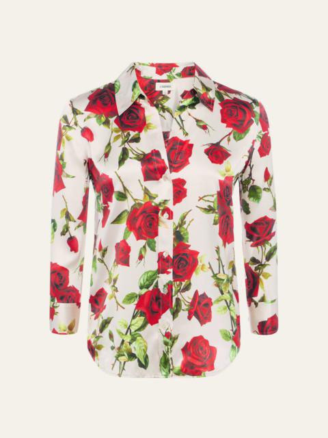 Rose-Printed Dani Silk Blouse