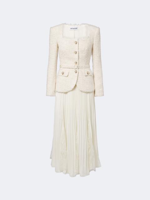self-portrait Belted bouclé blazer dress
