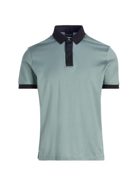 EMPORIO ARMANI Men's Contrast-Tipped Jersey Polo Shirt - Teal Navy